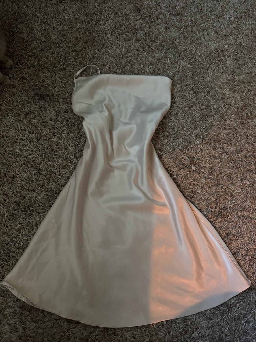 Satin Strapless Slip Dress in Ivory